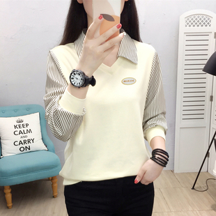 加绒假两件拼接Polo领卫衣女2025春秋冬薄款 外穿秋衣洋气减龄上衣