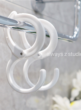 AlwaysZs型挂钩厨房多功能门后衣橱免钉白色钩子2个装衣杆挂钩