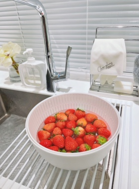 日式简约家用厨房白色双层沥水洗菜篮洗菜盆水果盆果蔬篮洗菜箩