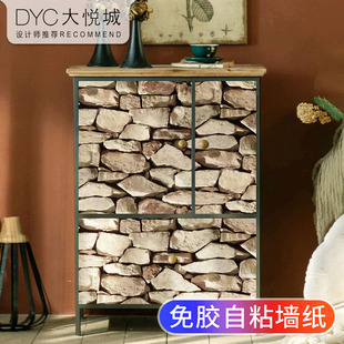 中式柜子翻新贴纸复古风遮丑自粘改造改色厨房宿舍橱柜门美化装饰