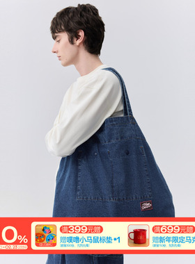 warmtrees12.9OZ水洗蓝色牛仔手提包男女款（可斜挎）2025新款包