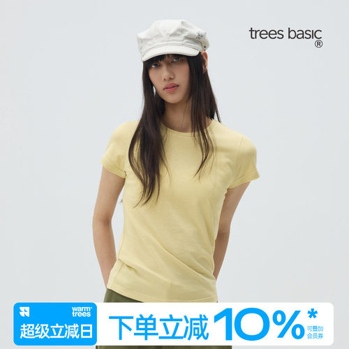 正肩棉麻宽松基础短袖t恤女