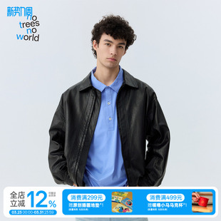 黑色皮衣夹克外套男女款 warmtrees 复古短款