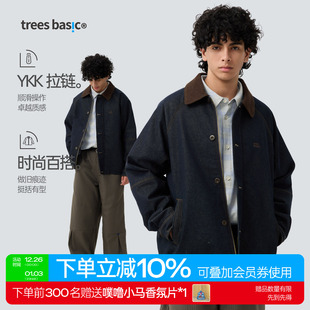 TreesBasic洗水仿牛仔布3M保暖棉夹克外套男工装 复古2025秋冬新款