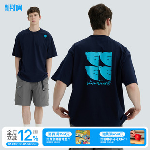 t恤宽松透气男 后背四只鸽子半圆圆形短袖 warmtrees 夏季