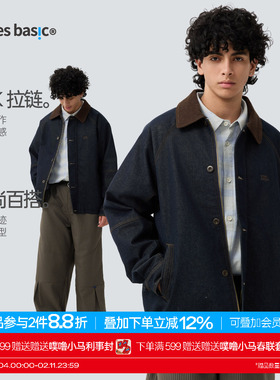 TreesBasic洗水仿牛仔布3M保暖棉夹克外套男工装复古2025秋冬新款
