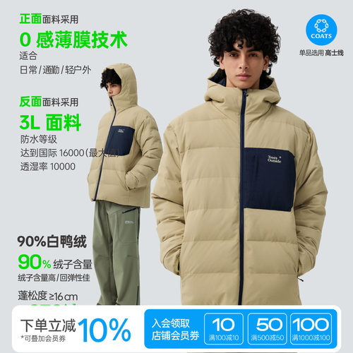 秋冬户外防风连帽双面穿羽绒服