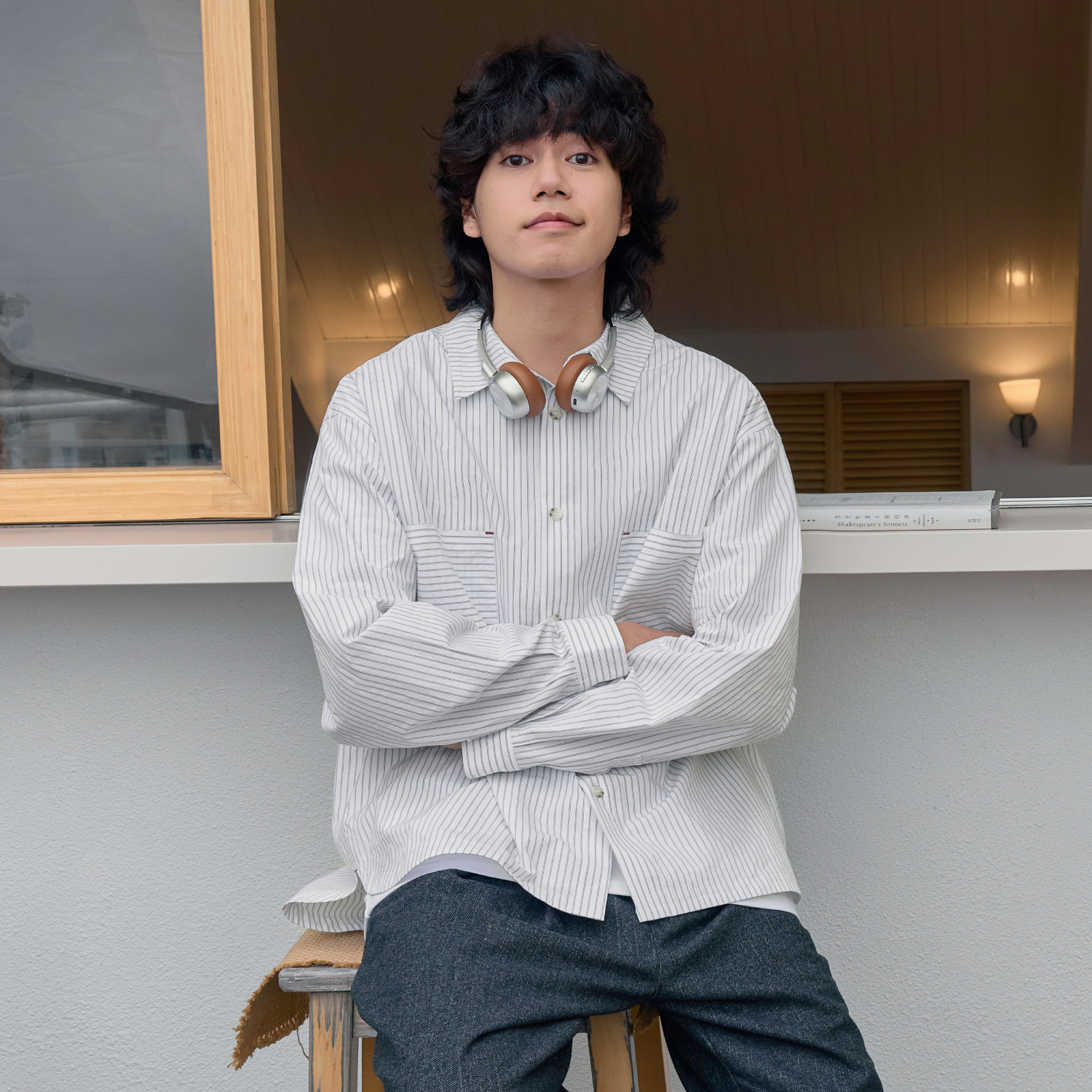 噗噜小马系列白棕竖条纹衬衫