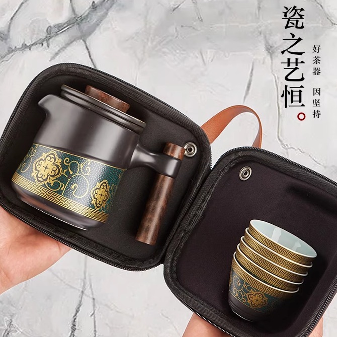 便携式旅行功夫茶具套装户外陶瓷快客杯日式泡茶壶露营随身泡茶具