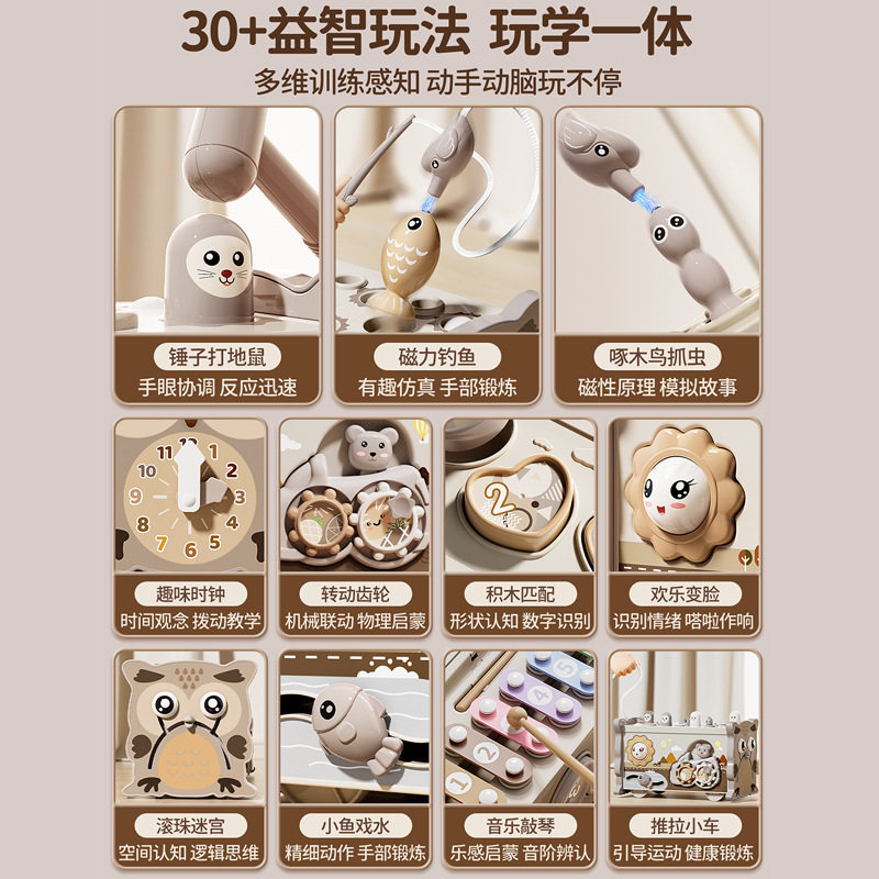 婴幼儿六面体益智敲琴打地鼠百宝箱早教玩具儿童宝宝周岁生日礼物