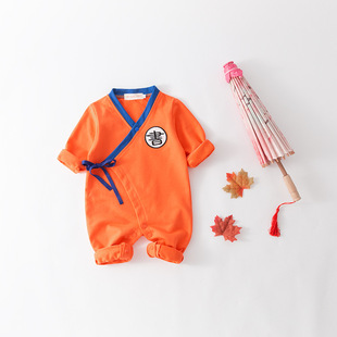 中国风新生婴儿唐装连体衣爬服宝宝满月百天周岁庆生礼服哈衣春秋