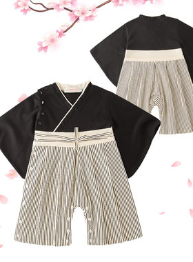 春夏新生婴儿童和服日式连体衣0-4岁男童宝宝幼儿园传统节日本服2