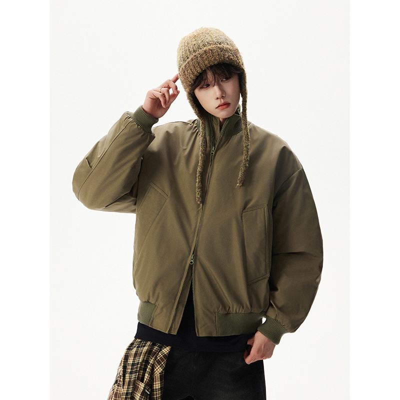 FOFWMODE 冬季美式立领飞行夹克棒球棉服男加厚宽松休闲潮牌外套