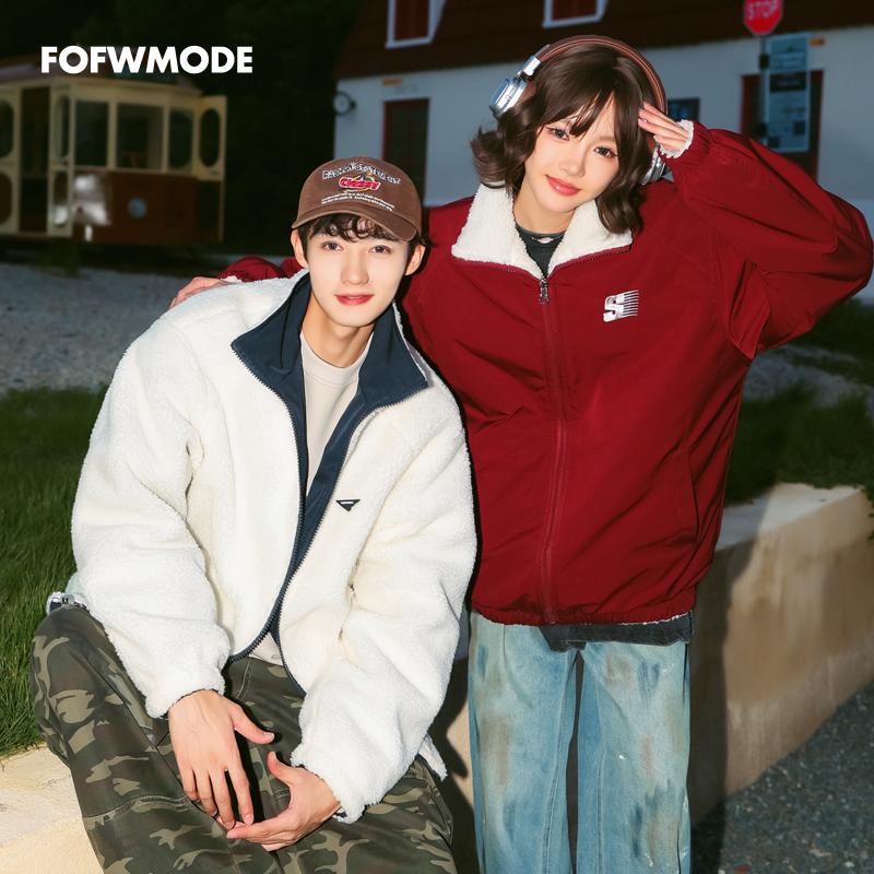 FOFWMODE美式复古纯色棉衣