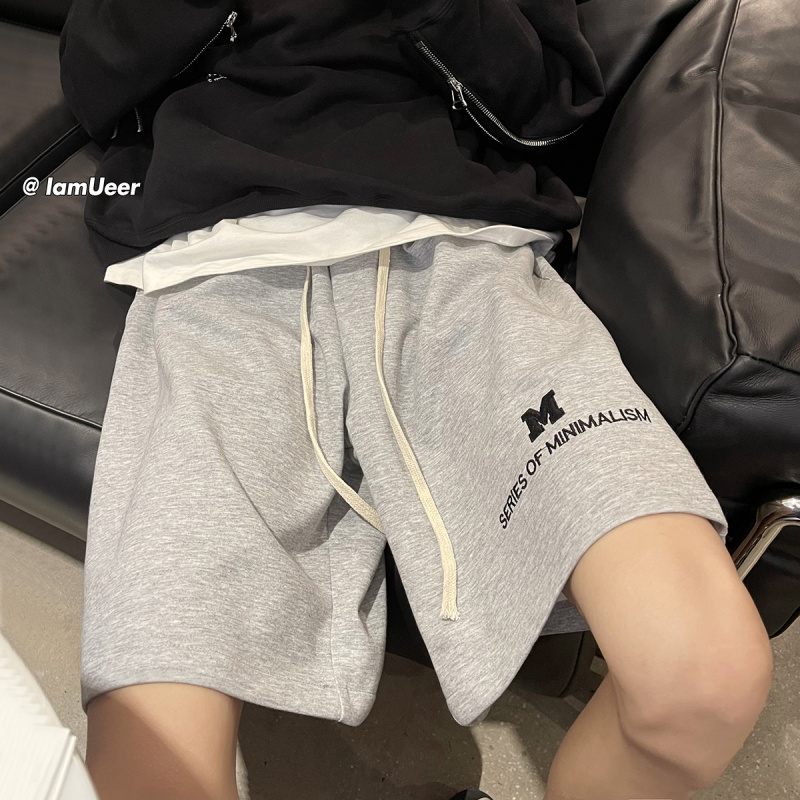 方少男装夏季港风字母刺绣短裤潮
