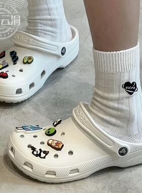 Crocs卡骆驰经典克骆格白色运动沙滩户外休闲洞洞鞋凉拖10001-100