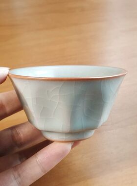 全场5折 台湾柏采汝窑柏采窑四代粉青釉秋意杯茶杯茶器BR-230BX