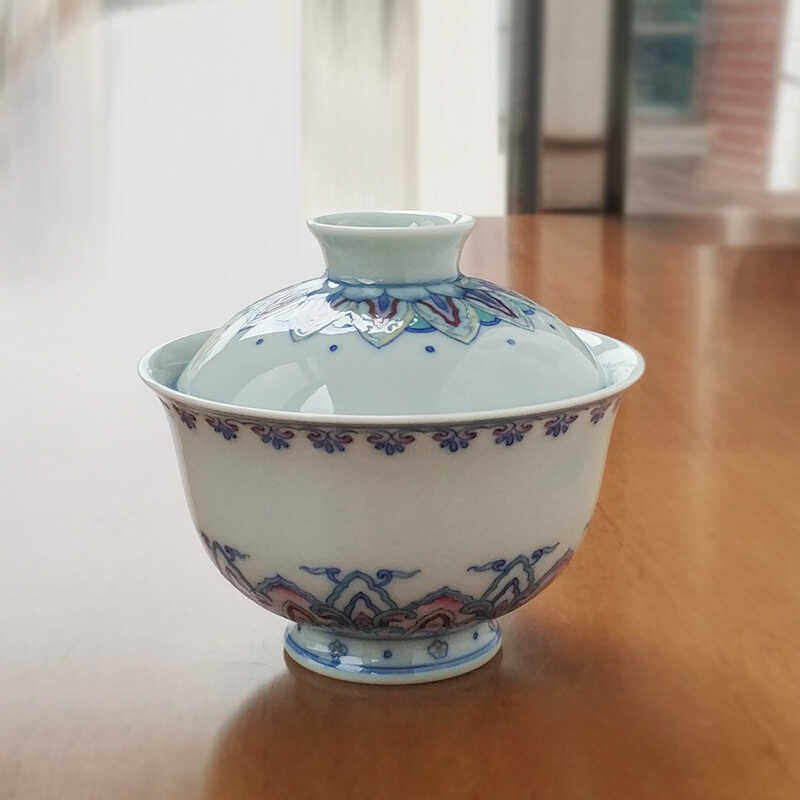 全手工青花柴窑斗彩陶瓷泡茶碗