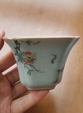 全场5折 台湾柏采汝窑茶杯四代粉青柏采窑BR216BX四瓣杯汝瓷开片