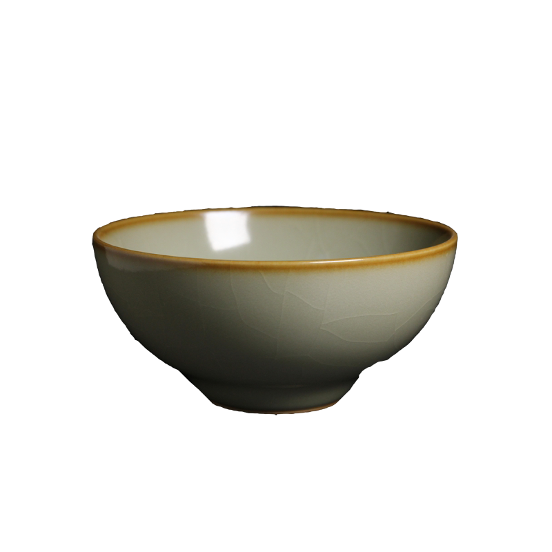 李善明汝窑全手工茶杯善款开片铁胎紫口天青釉手握杯善窑厂120ml