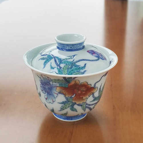 陶瓷花卉景德镇柴窑两才泡茶碗