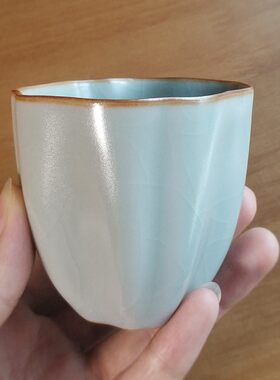 全场5折 台湾柏采窑四方杯BR-200BX四代粉青茶杯汝窑纯手工陶瓷杯
