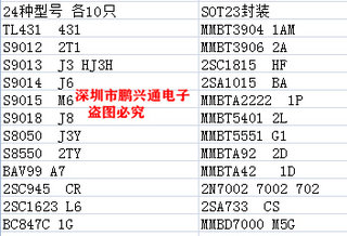 常用贴片三极管包SOT-23封装 S8050 S8550 TL431  5401 5551 3904