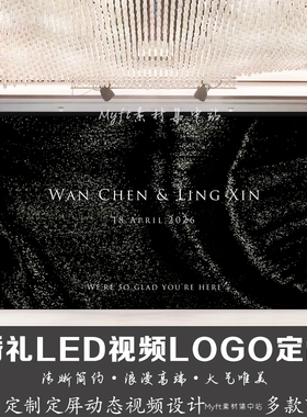 小红书婚礼黑色闪光丝绸背景定制LED大屏幕动态LOGO设计视频制作