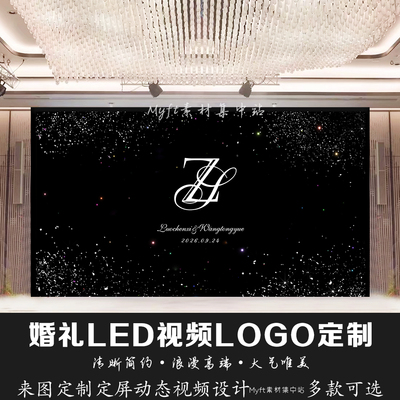小红书婚礼黑色星星空背景定制LED大屏幕图动态LOGO设计视频制作