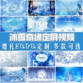 高端婚礼主题LOGO定制 冰雪奇缘LED大屏幕背景高清动态视频制作