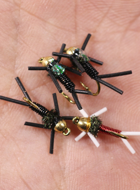 新款若虫钩 铜约翰马口翘嘴虹鳟飞钓钩 Rubber Leg Prince Nymph