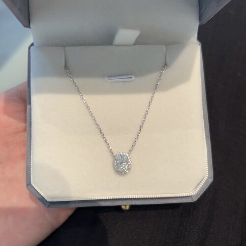 莫桑钻鸽子蛋纯银项链女款礼物
