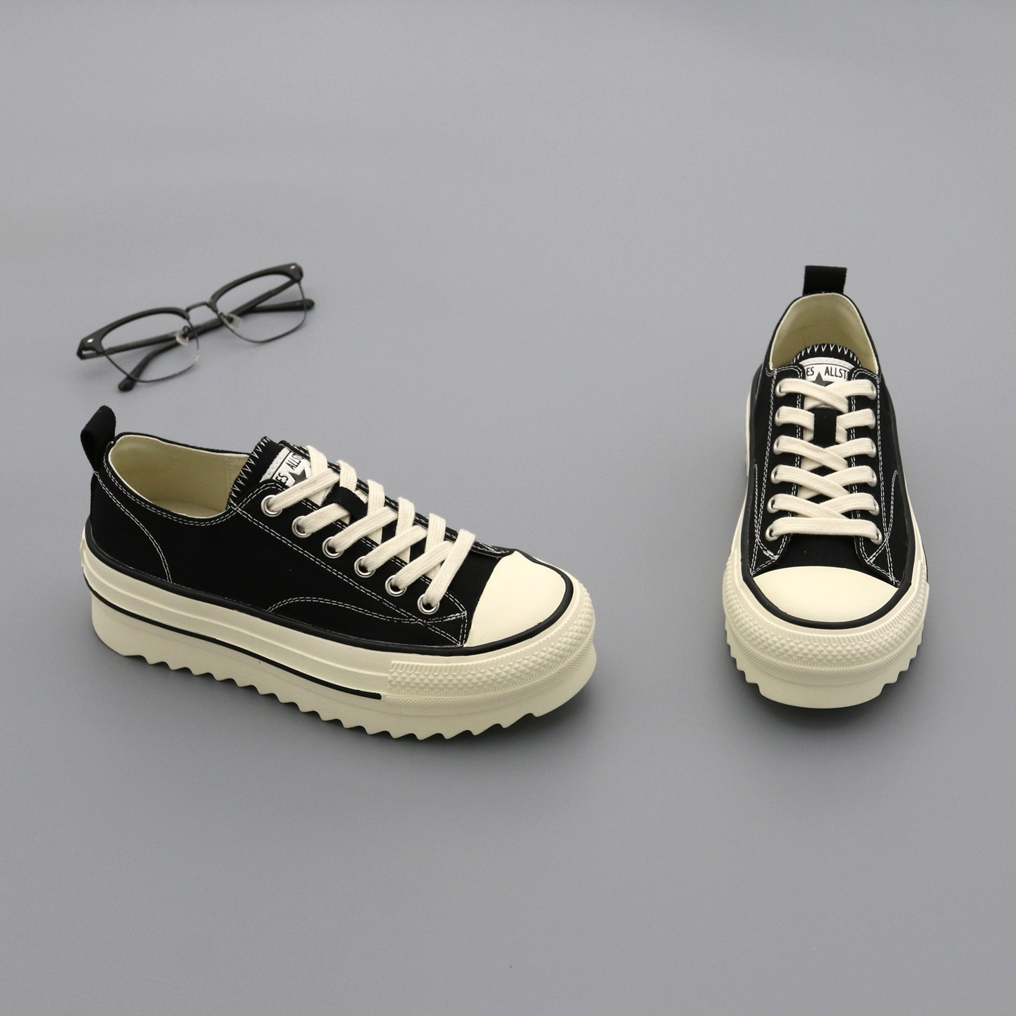 真皮帆布鞋女单鞋2026春季百搭韩版圆头系带厚底学生休闲鞋女板鞋,女鞋,帆布鞋,淘宝优惠券,粉丝福利购,淘宝优惠卷