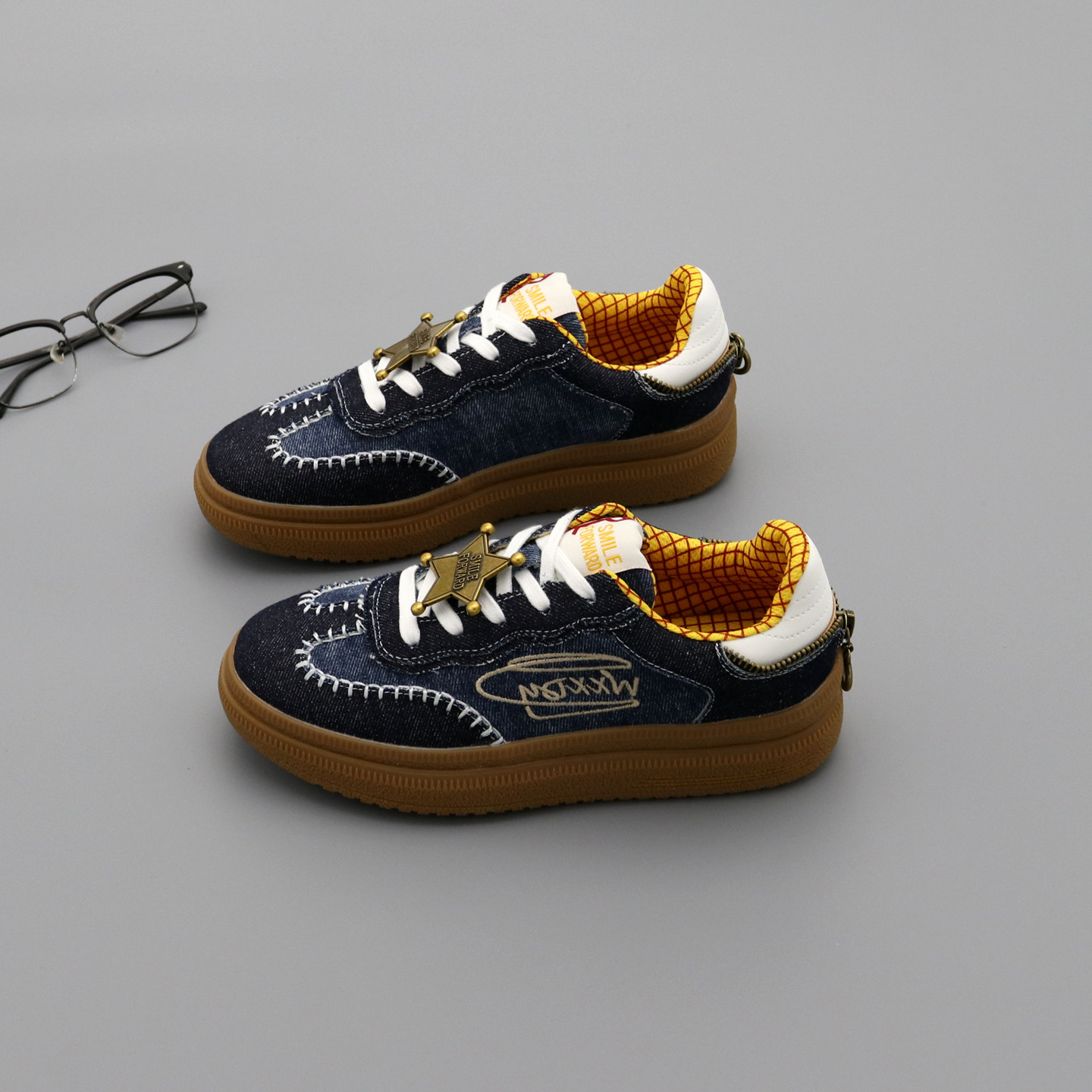 牛仔布厚底德训鞋女单鞋子2026春季圆头系带百搭学生休闲运动板鞋,女鞋,休闲板鞋,淘宝优惠券,粉丝福利购,淘宝优惠卷