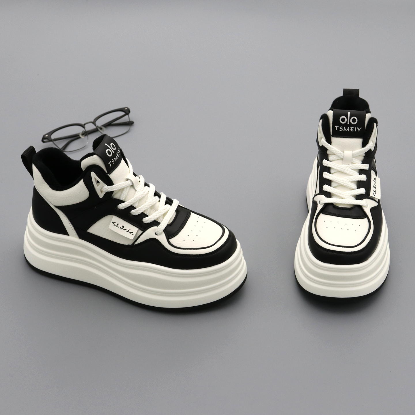 加绒高帮鞋女真皮厚底增高棉鞋