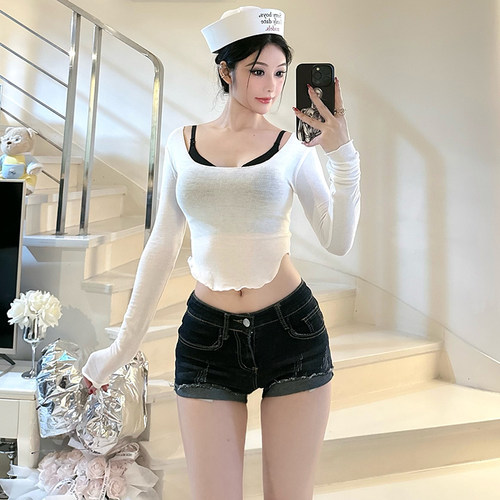 长袖纯欲薄款女显瘦百搭