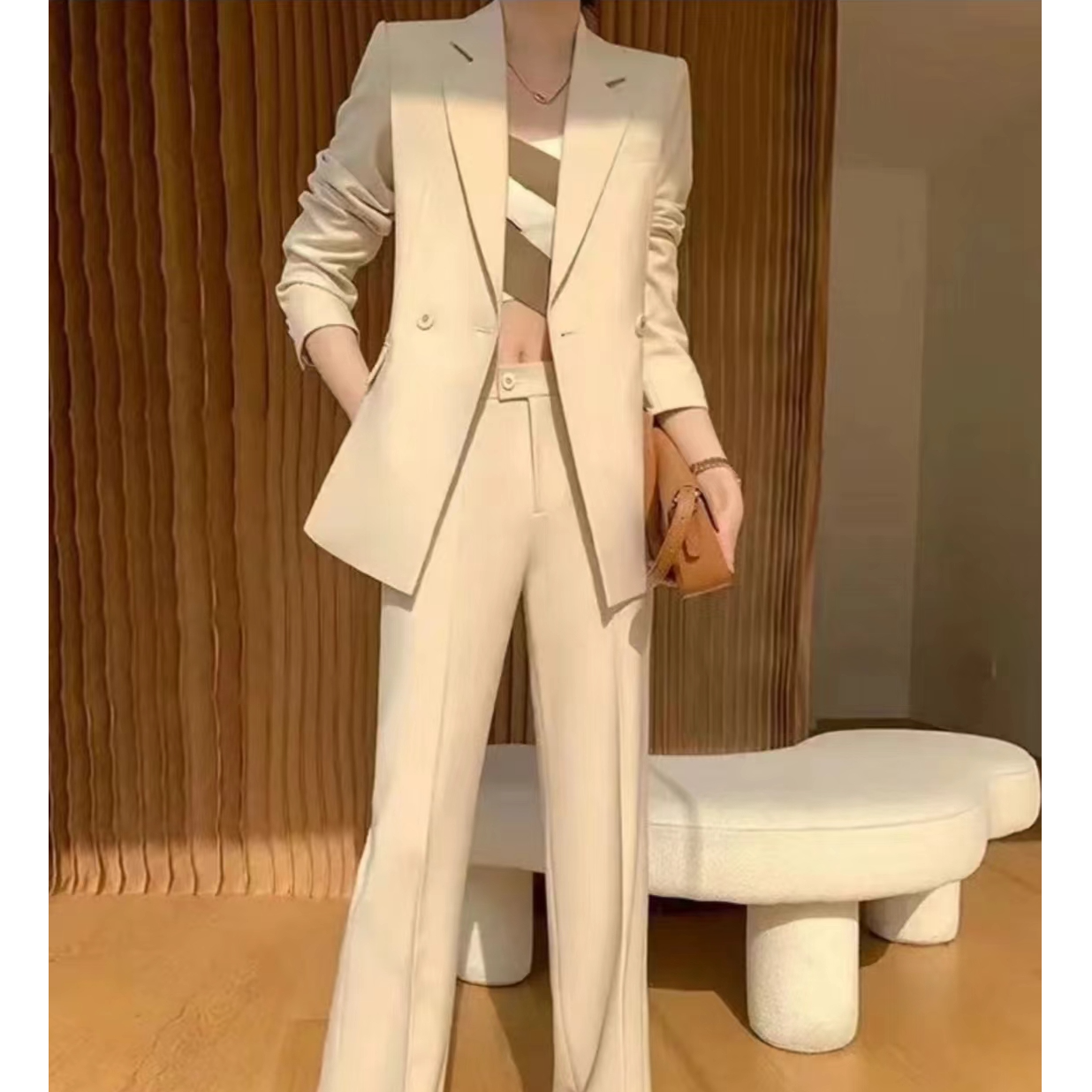 〈纪朵研〉1369西服女春季韩版显瘦时尚百搭休闲高级感套装