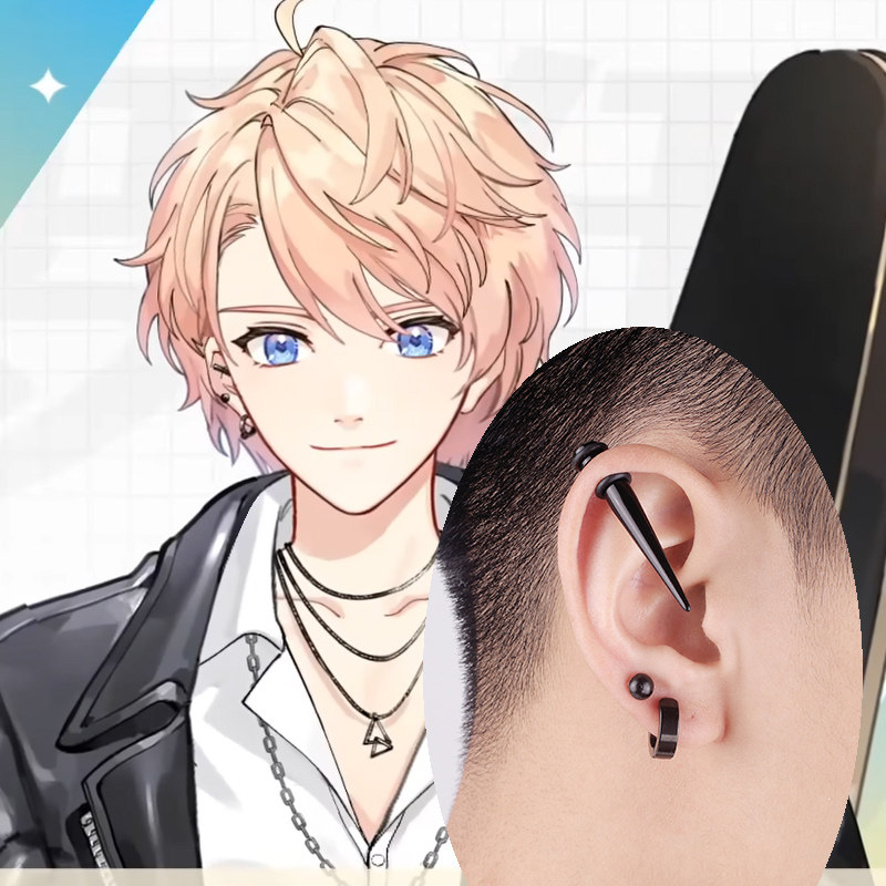 动漫 罗伊roi cos耳饰耳环vr彩虹社虚拟主播耳钉耳夹vtuber配