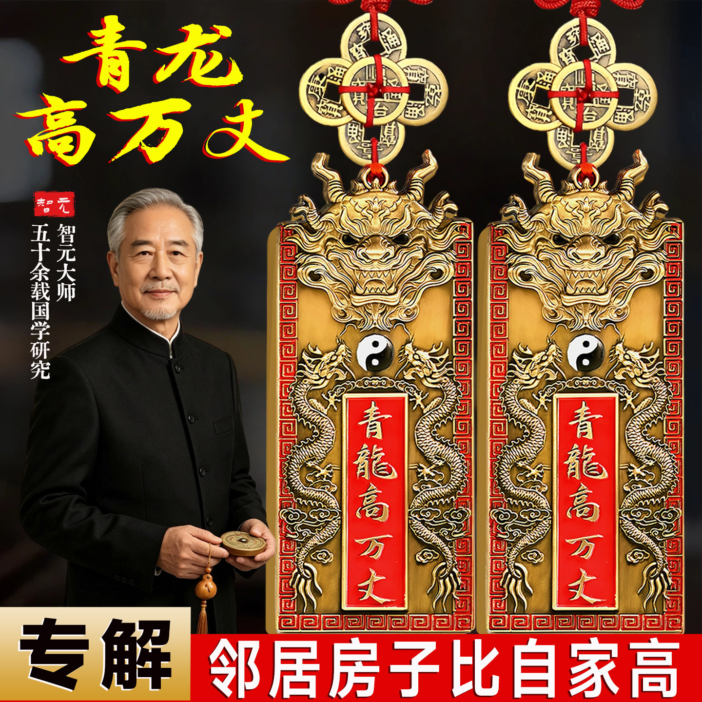 青龙高万丈隐藏款挂件铜牌镇室外宅解决邻居比自家高大门对邻居门