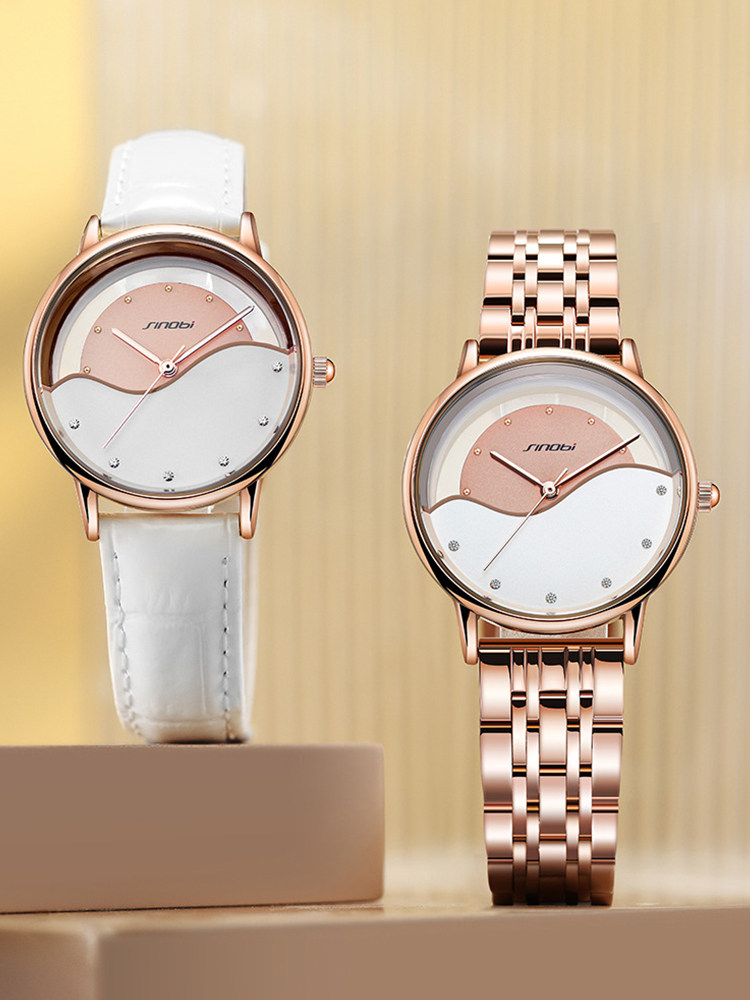 sinobi时诺比镂空双色面手表女款轻奢小众学生2024新款正品名牌表