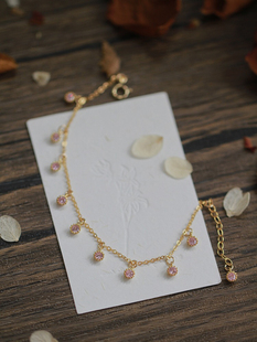 *Singji星姬*锆石蛋糕边小钻温柔系14K包金小流苏纤细原创手链女