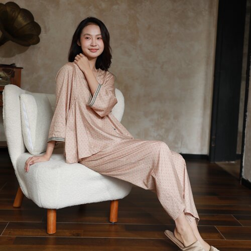 朵朵可可纯棉贡缎女睡衣套装