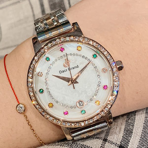 手表网红ins风腕表女士钢带手表手工镶钻带时尚新款潮流日历