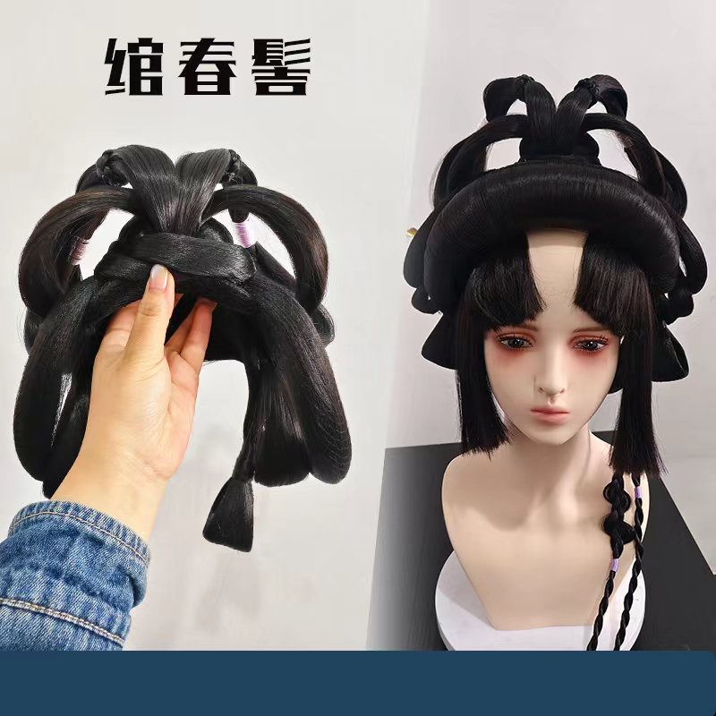 魏晋南北朝古风假发包一体式全发丝懒人款古风唐可爱盘发发髻头饰