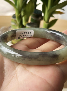 天然和田玉手镯烟紫翠青55.4原物实拍玉石手镯正品A货和田玉镯子