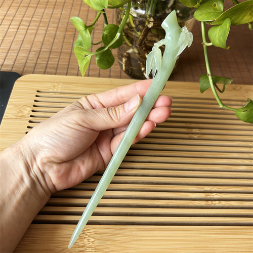 天然岫玉发簪竹子玉簪原物实拍正品岫岩玉发簪汉服玉石发钗玉簪子