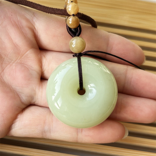 天然黄白老玉平安扣吊坠一物一图正品A货岫岩老黄玉厚平安扣挂件