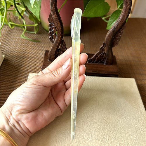 天然岫玉发簪竹节玉簪子原物实拍正品A货汉服发饰岫岩玉竹子发簪