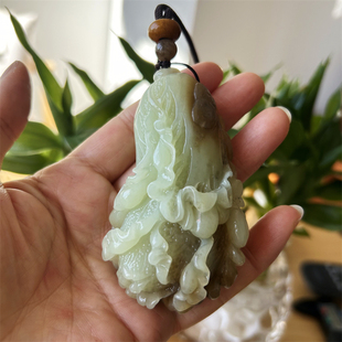 天然黄白老玉手把件白菜把件原物实拍正品老黄玉和田玉把玩件白菜