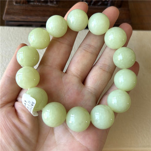 天然黄白老玉手链男女手链原物拍岫岩玉老玉16圆珠正品和田玉手串